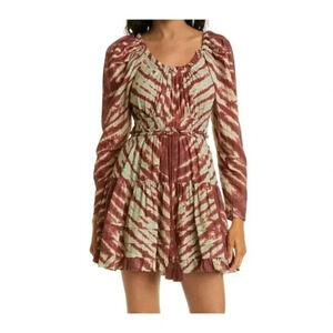 New Ulla Johnson Naiara Mini Dress Women's Size 2 Canyon Clay Red Brown Tie-Dye
